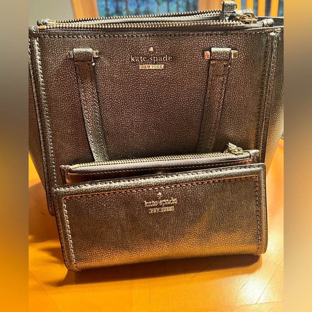 Kate Spade mini Kona crossbody and wallet combo- pewter